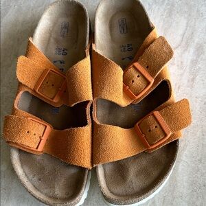 Birkenstock Arizona Orange Suede Sandals size 40